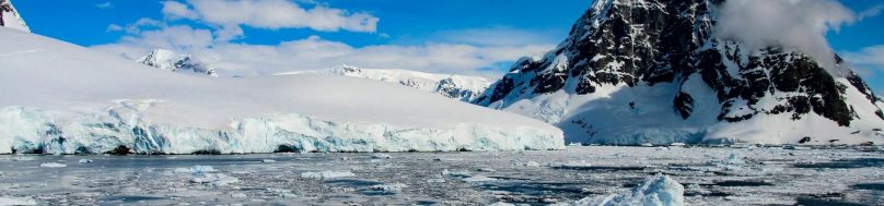 Antarctic scenery mountain ocean and ice