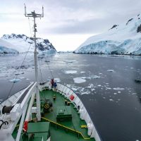 view of iceberg from ship's bow