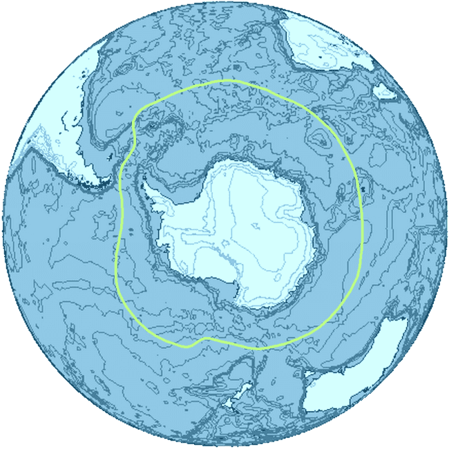 Southern ocean boundaries map