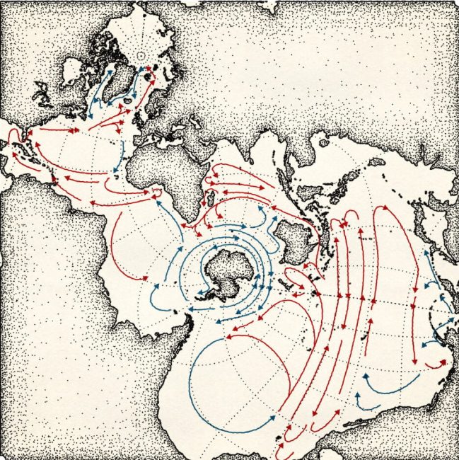 Spilhaus map of Stipple Currents.