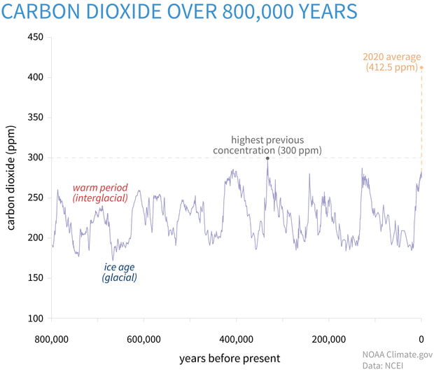 NOAA graph of global carbon dioxide levels