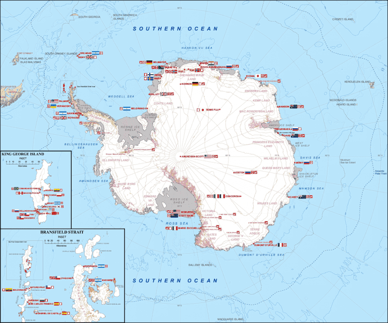 Antarctic research stations.